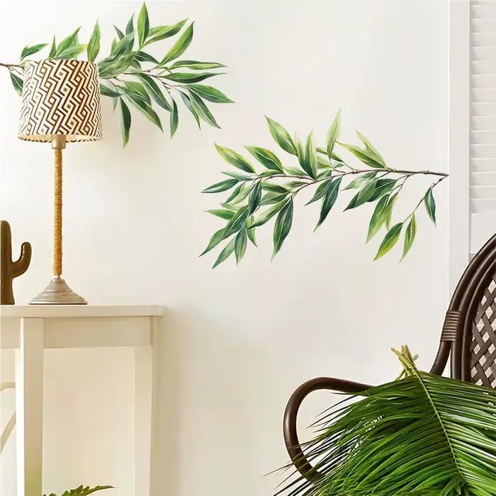 Feuilles vertes bambou Stickers muraux pour salon chambre PVC