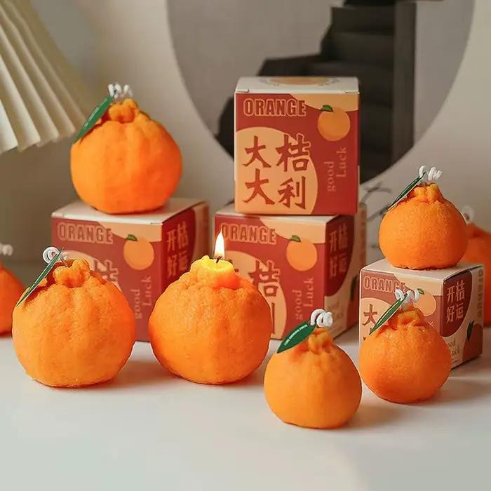Bougie de style d'aromathérapie créative, 1 pièce, Orange laid, décoration de bureau, grand Orange, grand Li, nouvel an, mariage