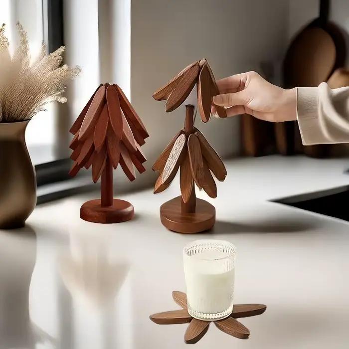 Support Design d'arbre Trivets en bois décoratif Anti-brûlure résistant à la chaleur tapis de Table dessous de verre