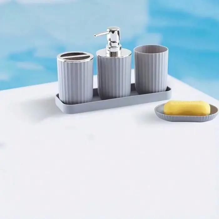 Ensemble d'accessoires de salle de bain luxueux, complet avec tasse de bain de bouche, porte-savon, distributeur de savon liquide, porte-brosse à dents, 1 ensemble