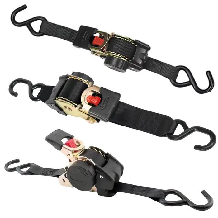 Sangle de tension rétractable pour voiture, sangles de fixation automatiques 1 pouce x 7 pieds, sangles de fixation à cliquet rétractables, corde de tension pour moto et camion