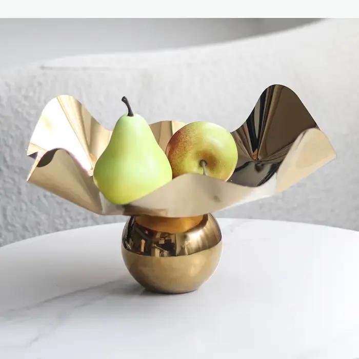 Assiette à fruits en métal doré sur pied, assiettes décoratives, saladier, assiettes à dessert irrégulières, plateau à bijoux, plat à dim sum, assiette à pâtisserie