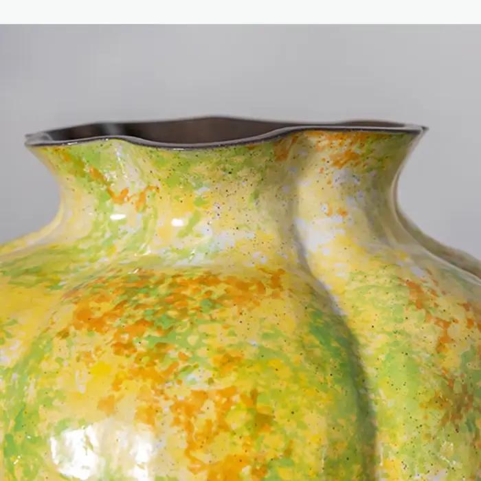 Vase en céramique Green Vitality, pots de fleurs décoratifs peints, décoration de bureau, arrangement floral, vases floraux, décoration esthétique de la pièce