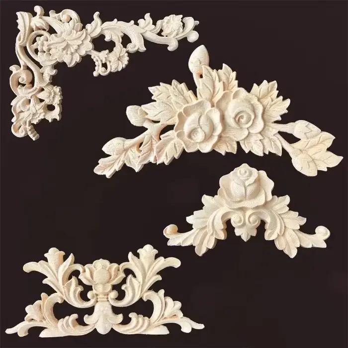 Appliques en bois sculpté style européen pour décoration intérieure bricolage et embellissement de meubles occasions spéciales