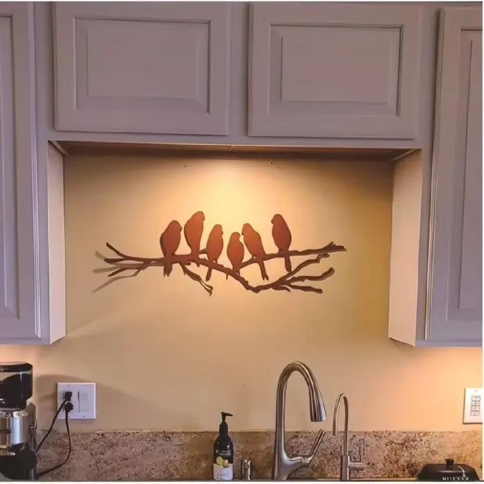 Décoration murale moderne en métal avec branches d'oiseaux, art mural, chambre de garçon et de fille, décor de chambre maternelle, corrigé par décoration murale