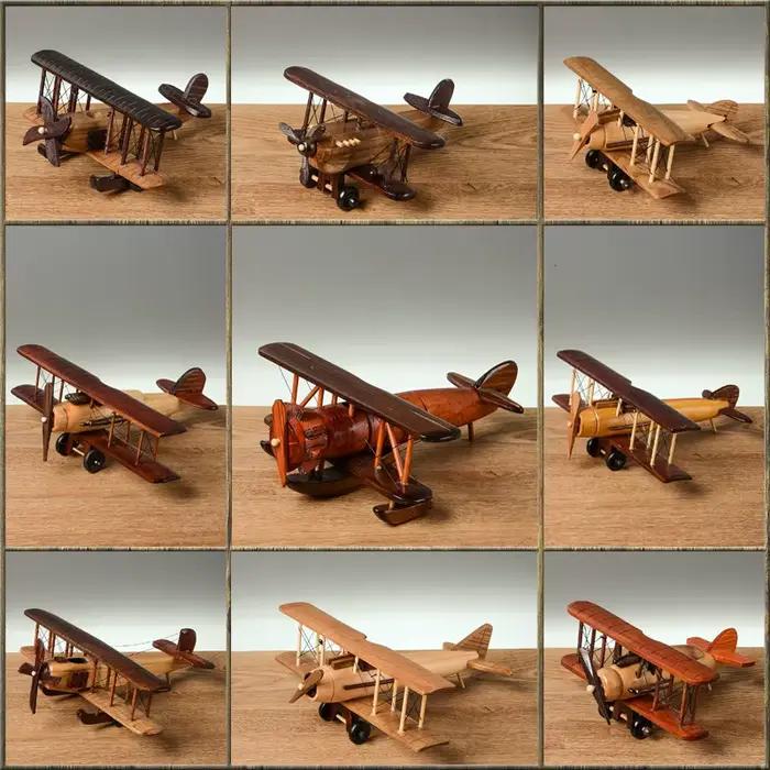 Ornements d'avion en bois rétro
