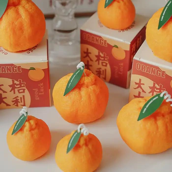 Bougie de style d'aromathérapie créative, 1 pièce, Orange laid, décoration de bureau, grand Orange, grand Li, nouvel an, mariage