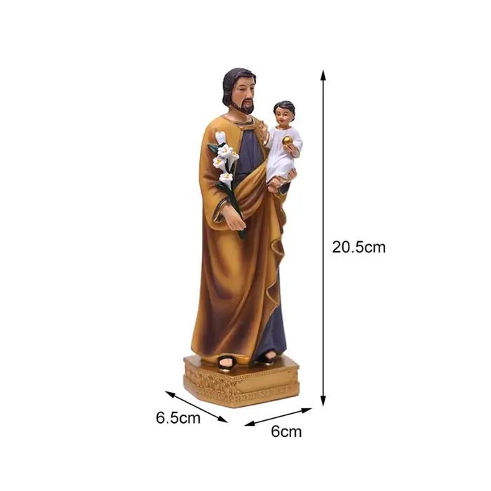 Statues en résine de Saint Joseph et de l'Enfant Jésus, figurines décoratives pour étagère ou table