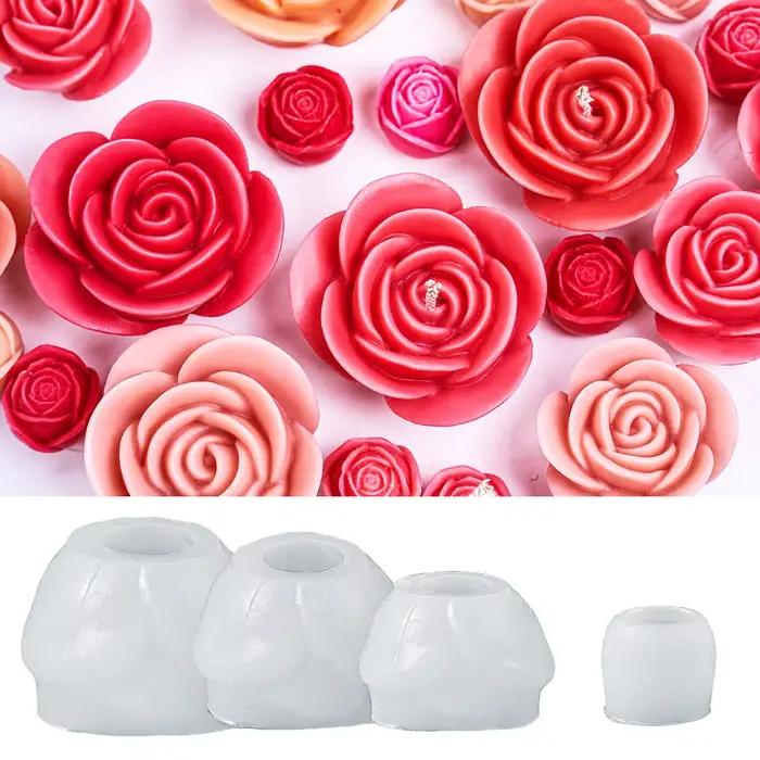Moule à bougie en Silicone Rose pour la saint-valentin, bricolage, fleur 3D, aromathérapie, savon, Bouquet créatif, artisanat assorti, coffret cadeau