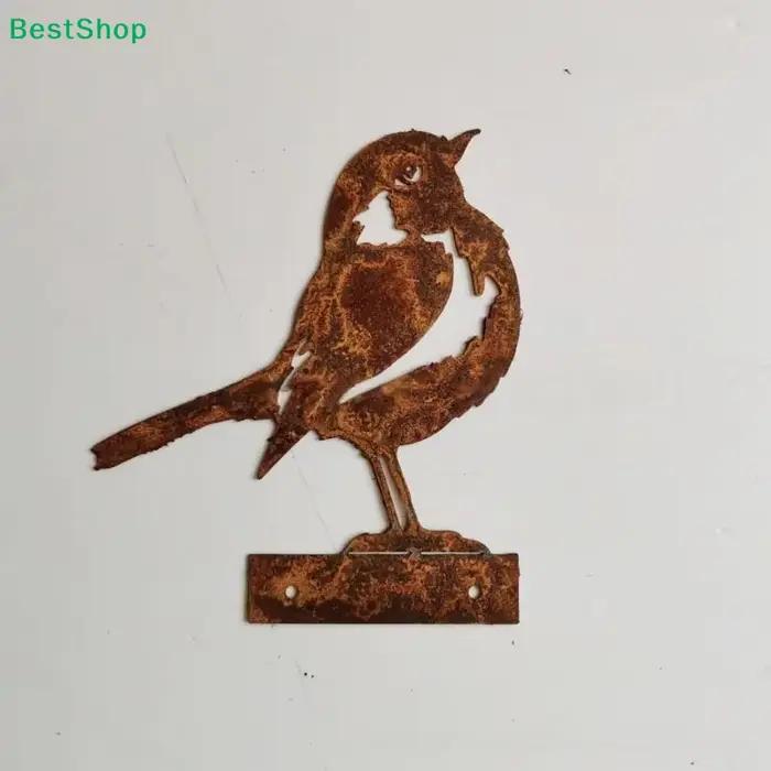 ♥ Statue d'oiseau Robin en acier Corten - Sculpture métallique rustique résistante aux intempéries pour jardin et cour