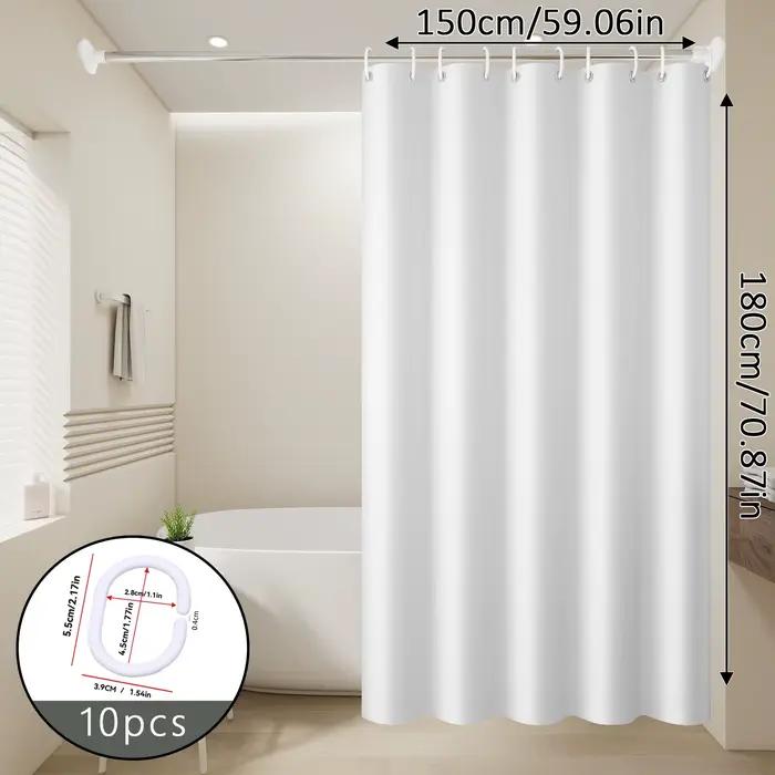 Rideaux de douche minimalistes blancs purs, accessoires de salle de bain imperméables de couleur unie, 1 pièce