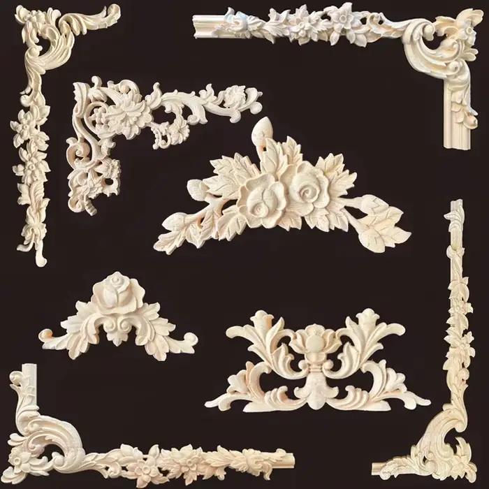 Appliques en bois sculpté style européen pour décoration intérieure bricolage et embellissement de meubles occasions spéciales