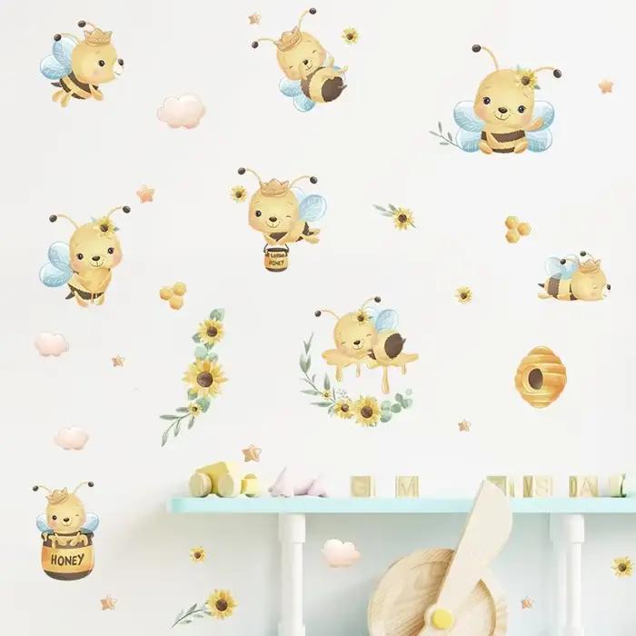 Boho Cartoon équation fleurs Stickers muraux pour chambre d'enfant