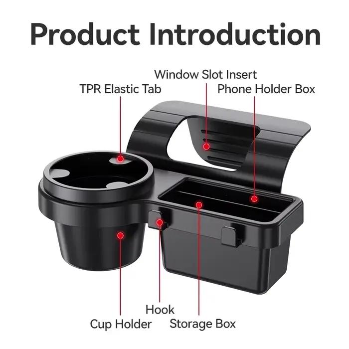 Support de téléphone pour porte-gobelet de voiture, plateau de rangement pour porte latérale, fenêtre, baril, poche, support de rangement suspendu avec accessoires intérieurs de voiture