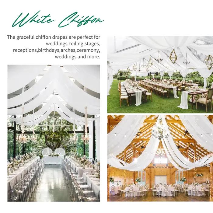 Rideaux de plafond en tissu blanc transparent pour décoration de toit d'arc de mariage