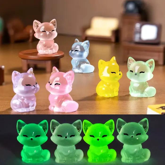 Figurines de renard lumineux en résine