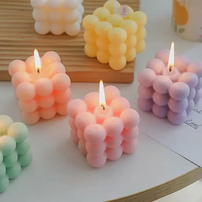 Bougie cube à bulles en cire de soja, décoration d'intérieur, bougie parfumée, cadeau pour invités, cadeau de mariage, cadeau de fête prénuptiale, cadeau de Noël