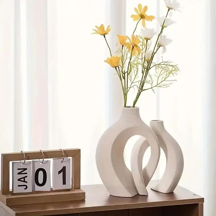 Ensemble de 2 vases modernes nordiques creux de qualité supérieure pour la décoration intérieure moderne