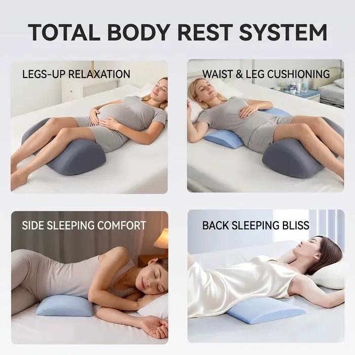 Ensemble coussin lombaire et repose-jambes en mousse à mémoire de forme - Repose-taille ergonomique étendu et coussin de genou concave pour dormir - Effet de mémoire lente