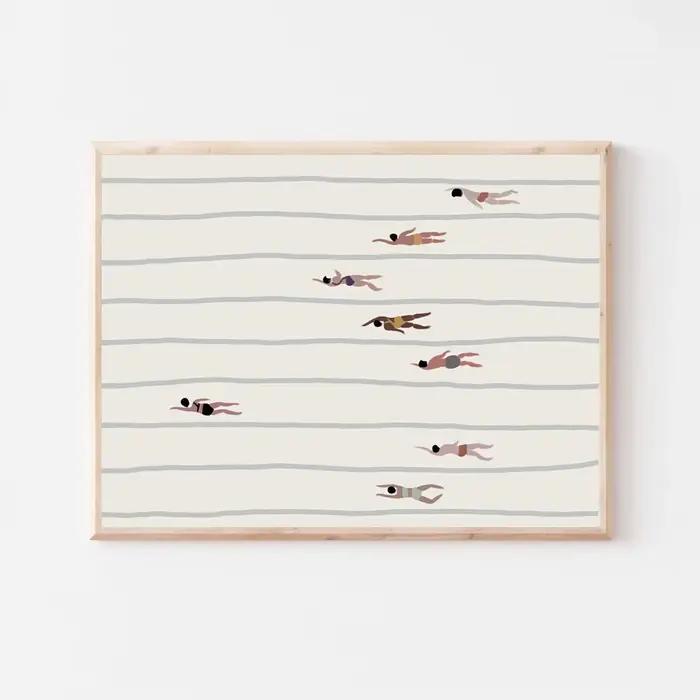 Peinture sur toile nordique pour femmes nageuses