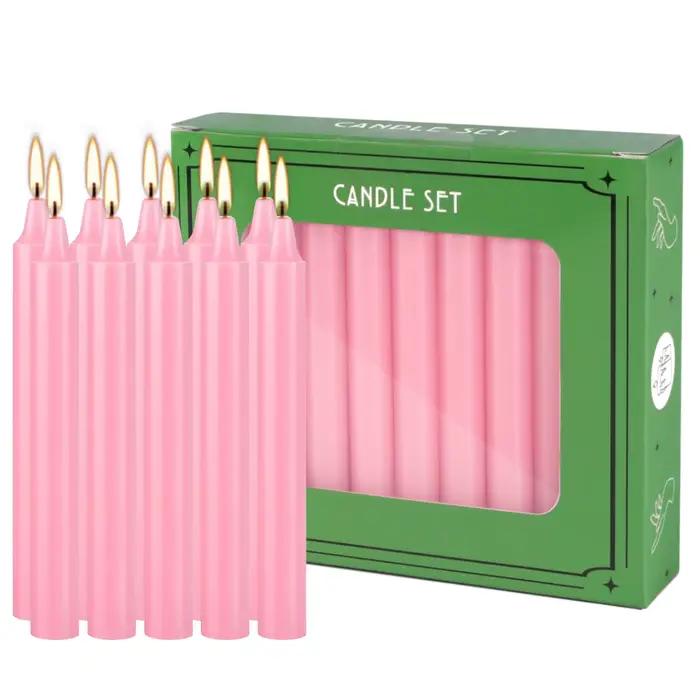 20 pièces de 4 bougies de dîner en cire rose