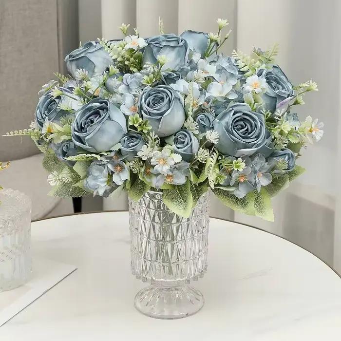 Bouquet de Roses artificielles en soie, décoration de maison, Simulation de fleur Kimberley, bourgeon de Rose, hortensia, fleuriste décorative pour salon
