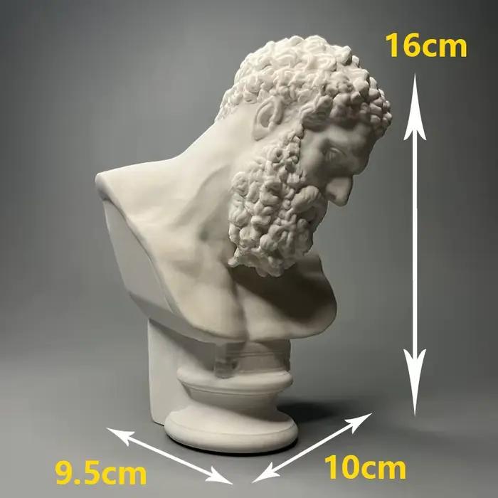 Sculpture de tête Hercules en plâtre blanc