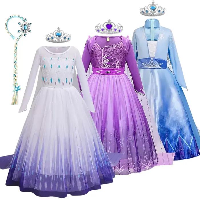 Robe de princesse Elsa la reine des neiges pour filles, tenue de Cosplay reine des neiges, Costume de fête de carnaval, Halloween, tenues pour enfants de 1 à 12 ans
