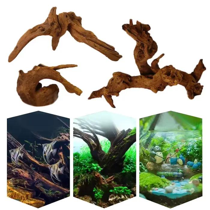 Décoration d'aquarium de tronc d'arbre naturel, ornements d'aménagement paysager en bois enfoncé, ornement d'aquarium de différentes formes