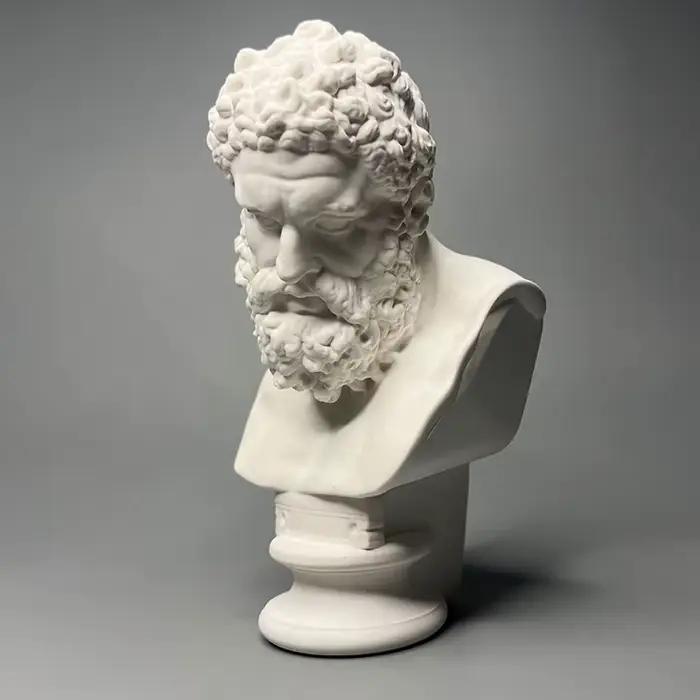 Sculpture de tête Hercules en plâtre blanc