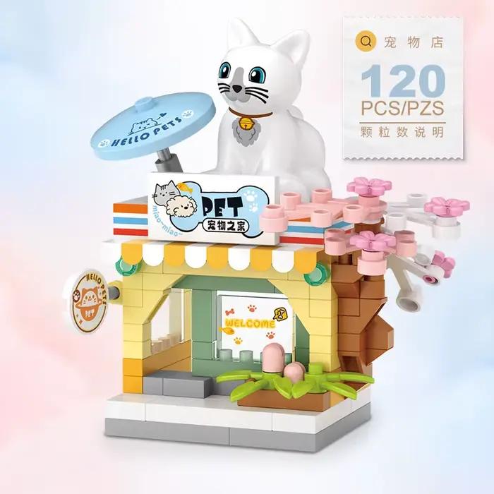 Food Shop Street Series - Kit de modèle de maison de magasin miniature, jouet de construction éducatif et amusant à faire soi-même, cadeau pour les enfants de 6 à 12 ans