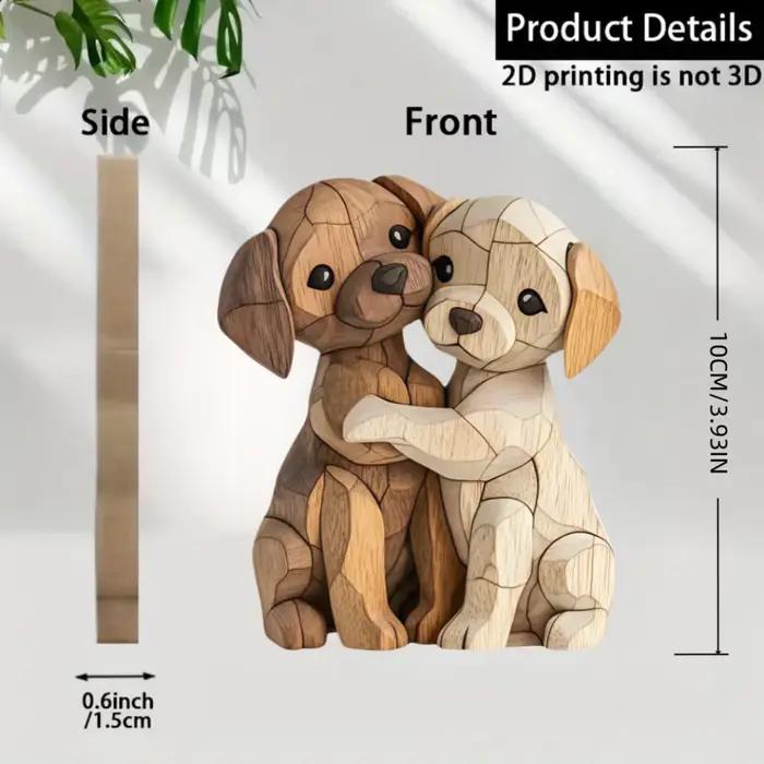 Sculpture de Couple chaton en bois