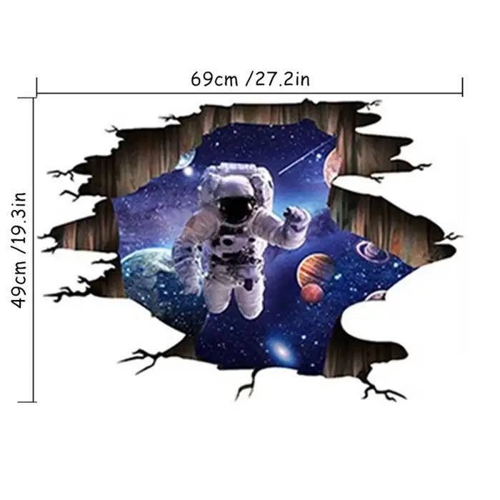 Stickers muraux 3D en vinyle motif astronaute spatial et planètes étoilées décoration intérieure pour chambres esthétiques et plafonds occasion spéciale chambre à coucher salon bureau
