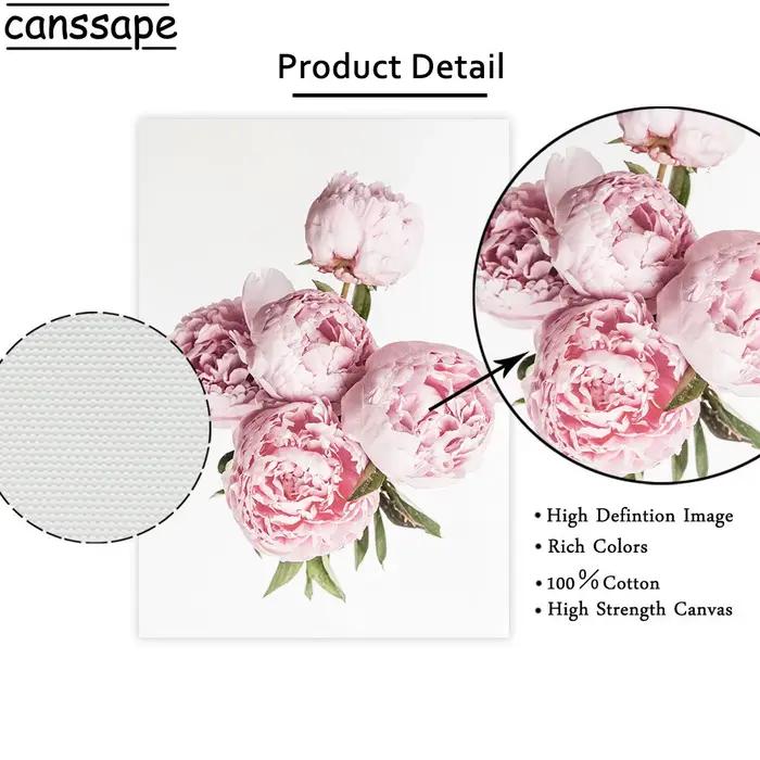 Toile avec fleurs roses et pivoines impression sur toile moderne rectangle vertical pour salon chambre cuisine à offrir occaions spéciales