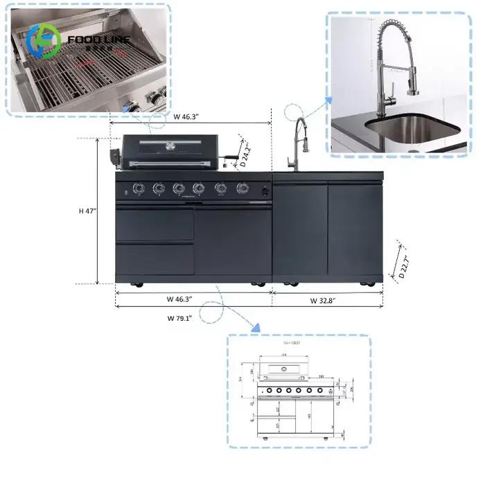 Cuisine extérieure sur mesure en gros avec évier et robinets – Ensemble élégant et durable, idéal pour jardin, terrasse, fêtes et activités de plein air