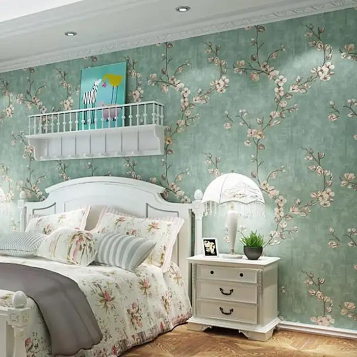 Papier peint floral 3D en relief pour un habitat idyllique avec style pastoral et résistance à l'humidité pour salon chambre à coucher étude et plus