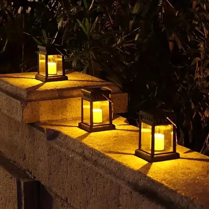 Lanterne Solaire Étanche à Bougie pour Décoration d'Extérieur, Luminaire Décoratif Idéal pour Jardin, Pelouse, Cour ou Arrière-Cour, 1 Pièce