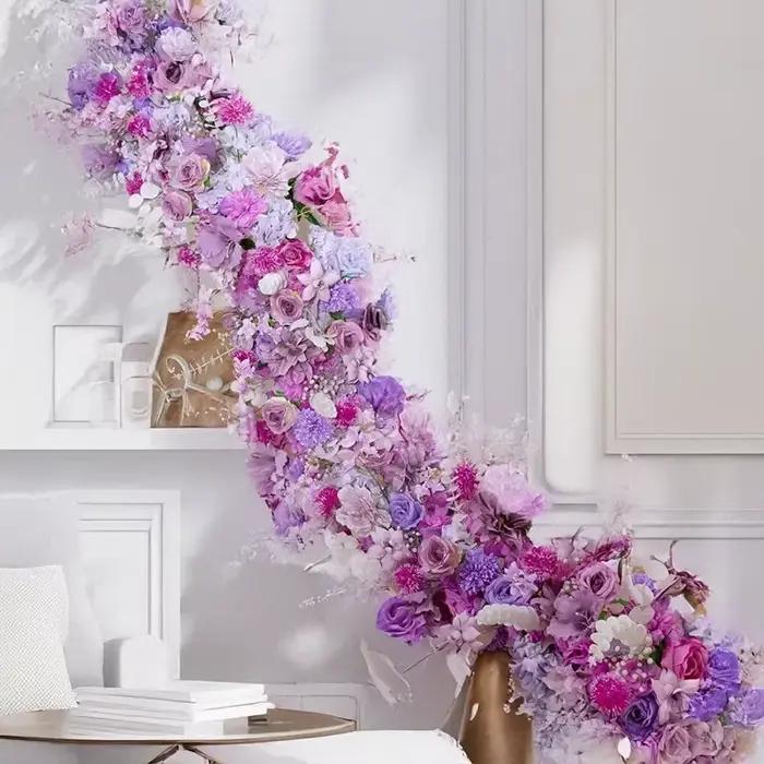 Arrangement de rangées de fausses fleurs 200x35CM