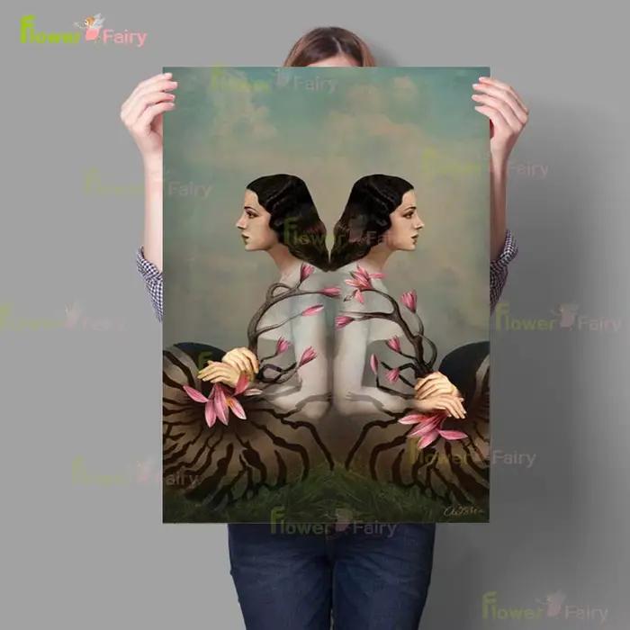 Peinture sur toile d'art mural de femme d'elfe de fleur de surréalisme