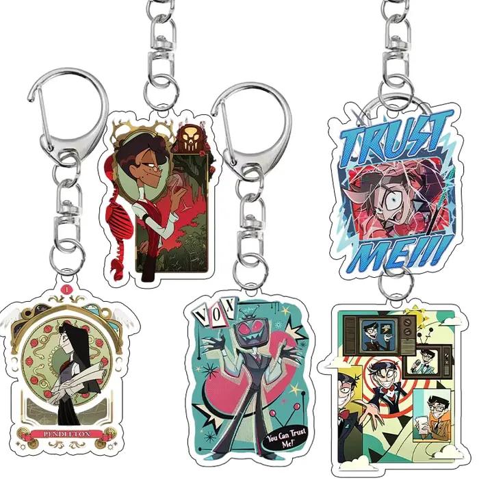 Breloque de sac en acrylique, porte-clés, pendentif fait main, accessoire de mode anime, personnage Hazbin Hotel (Vox Adam), pour sac à dos, cadeaux et décoration