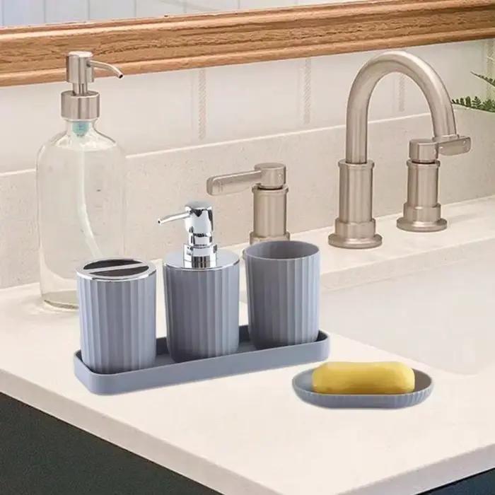 Ensemble d'accessoires de salle de bain luxueux, complet avec tasse de bain de bouche, porte-savon, distributeur de savon liquide, porte-brosse à dents, 1 ensemble