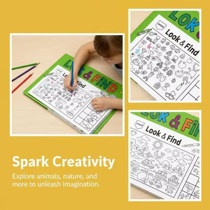 Livre de coloriage pour enfants avec objets cachés, plus de 100 activités de recherche et de coloriage, livre de puzzle éducatif interactif pour l'école, la maison et les voyages