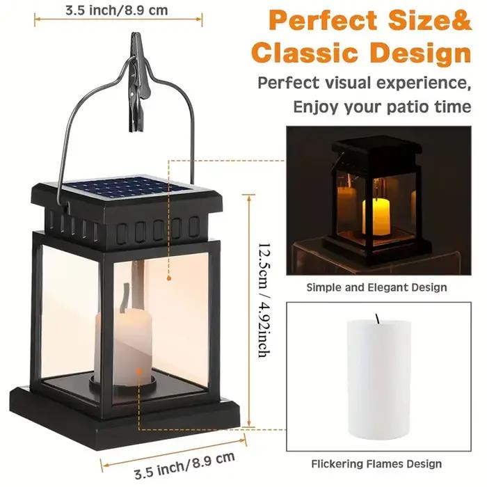Lanterne Solaire Étanche à Bougie pour Décoration d'Extérieur, Luminaire Décoratif Idéal pour Jardin, Pelouse, Cour ou Arrière-Cour, 1 Pièce