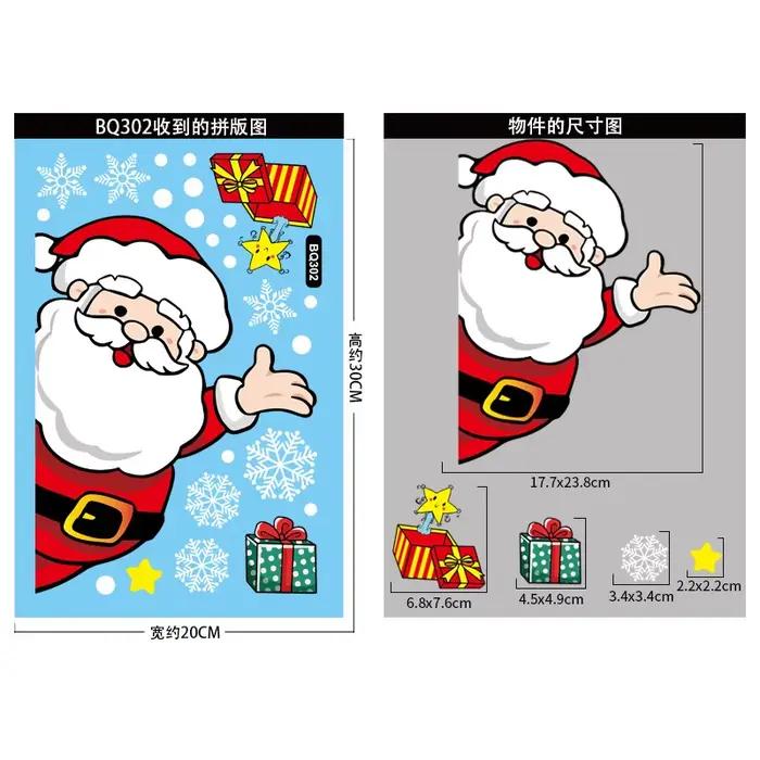Autocollants de fenêtre en verre décoratifs de noël, bonhomme de neige, flocon de neige, autocollant mural électrostatique, autocollants de décoration de bonne année, 2025