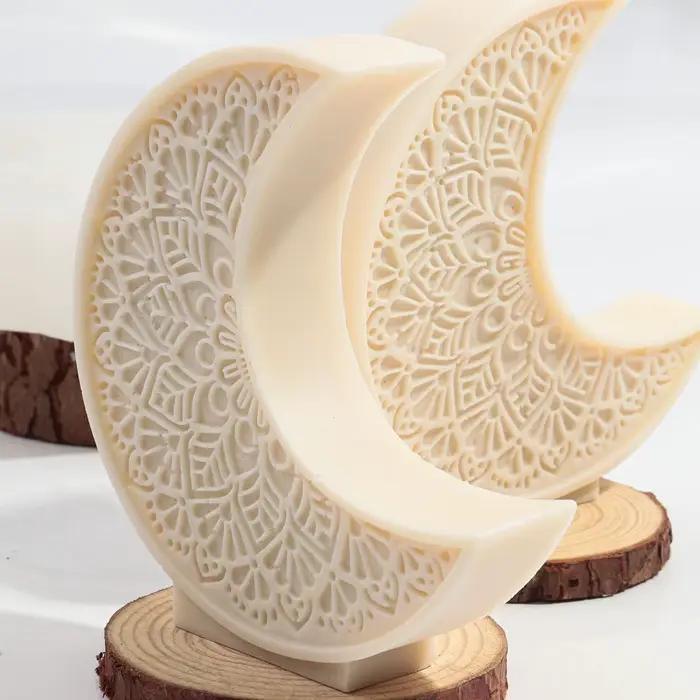 Moule en silicone pour bougie lune 3D, Eid Mubarak, Ramadan Mandala, croissant de lune, bougie étoile, moule en résine de gypse, cadeau de décoration du Ramadan