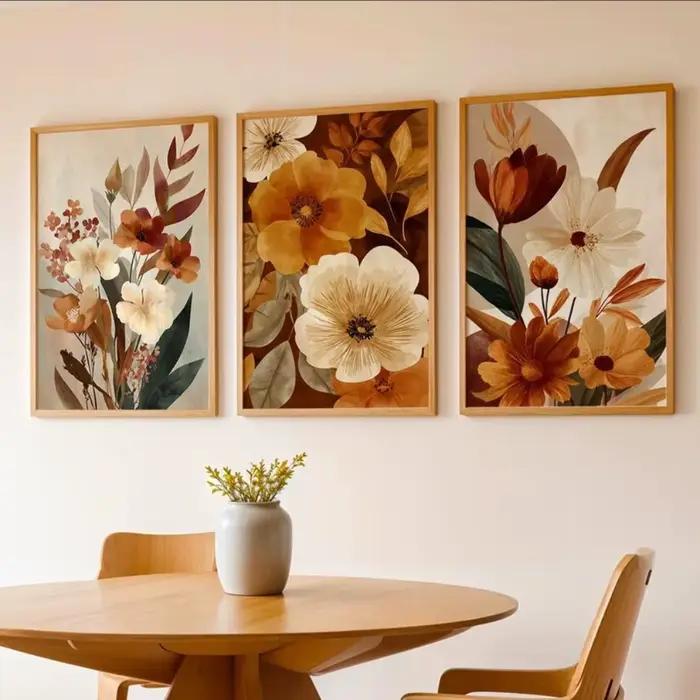 Ensemble d'art mural de fleurs d'automne sans cadre