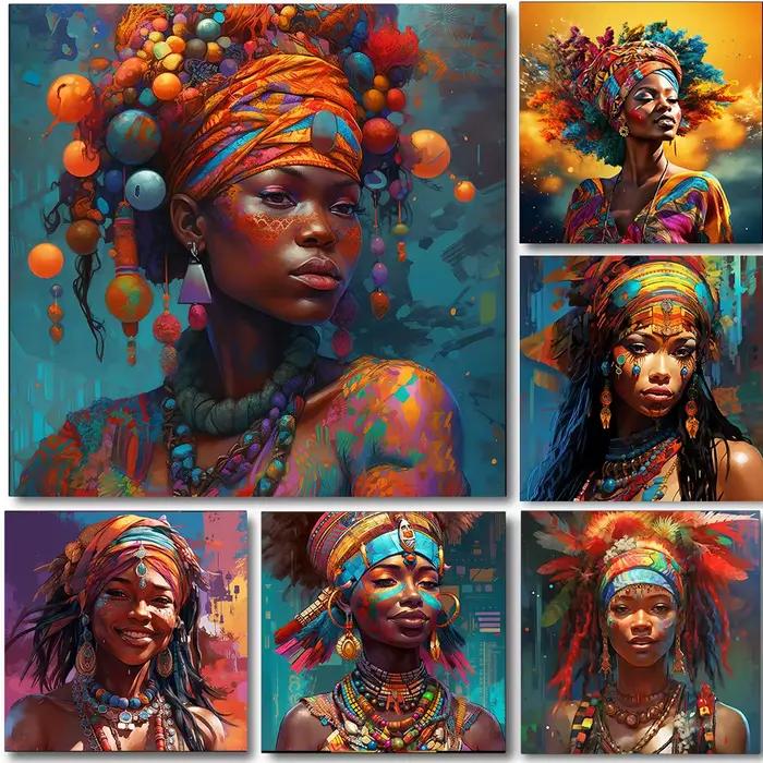 Affiches de portrait de femme noire de culture traditionnelle africaine