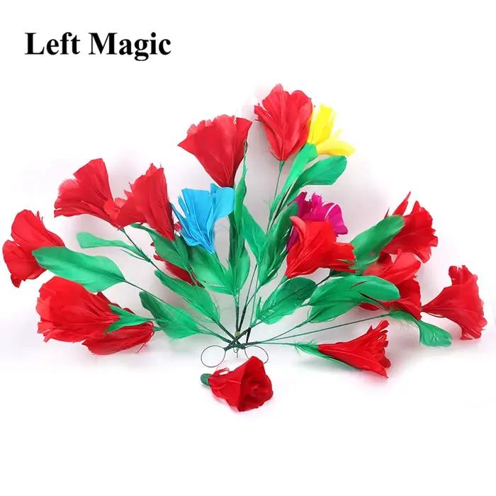 Bouquets apparaissant et fleur changeante de couleur, tours de magie, baguette pour Bouquet de plumes, Illusion de scène de magicien, accessoires Gimmick amusants