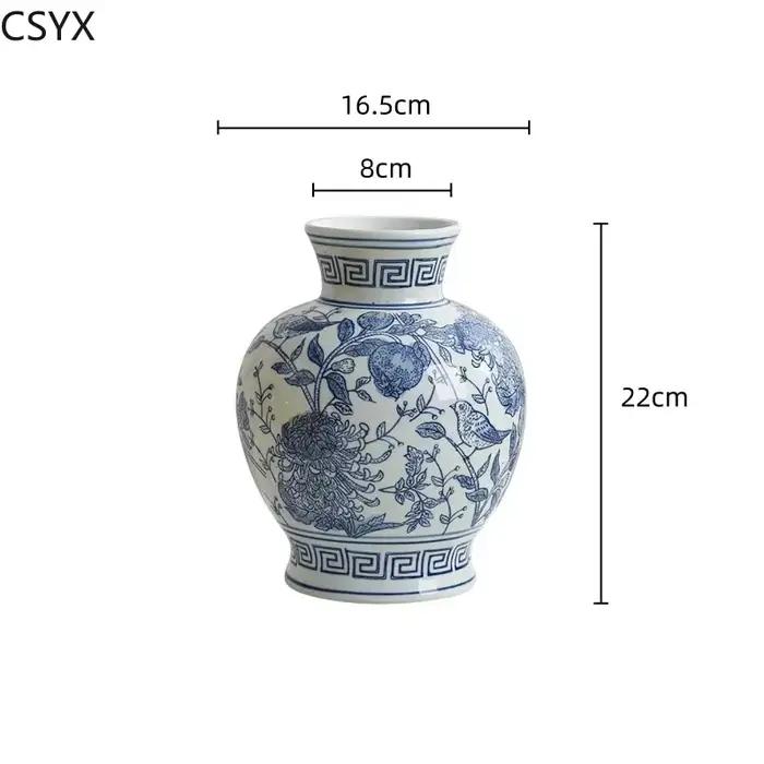 Vase à fleurs artisanal en céramique vintage chinoise en porcelaine blanche - Accessoire de décoration idéal pour la