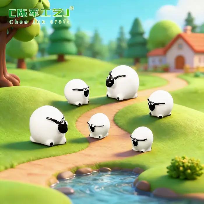 Micro paysage en mousse de mouton blanche